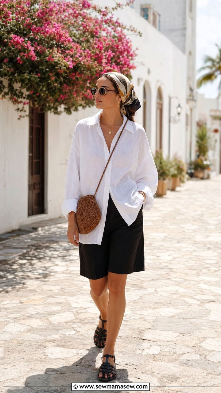 Relaxed Linen Shirt With Tailored Bermuda Shorts - 35 resort outfits for women