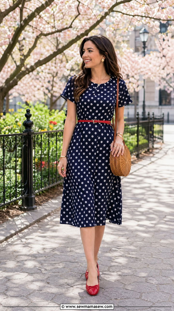 Retro polka dot dress spring outfit - 35 Vintage spring outfits