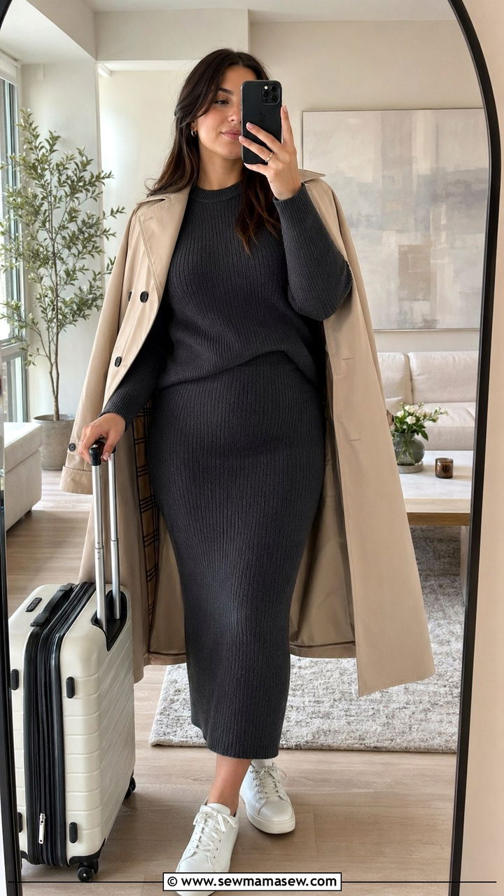Ribbed Knit Skirt Outfit for Curvy Women - 30 Best skirts for curvy women