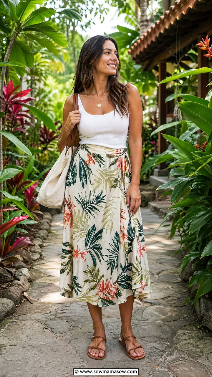 Ribbed Tank and Flowy Midi Skirt Costa Rica Outfit - 35 Costa Rica outfit ideas