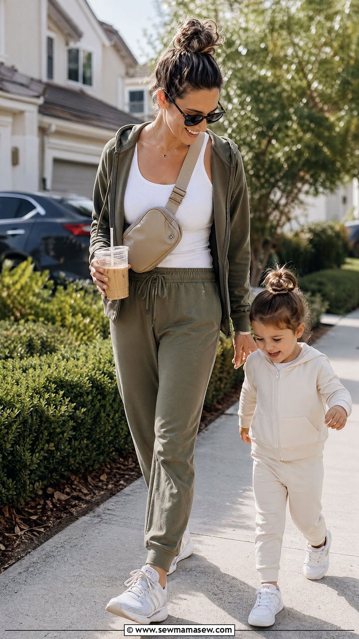 Ribbed Tank with Joggers Outfit - 35 Summer outfits for busy moms