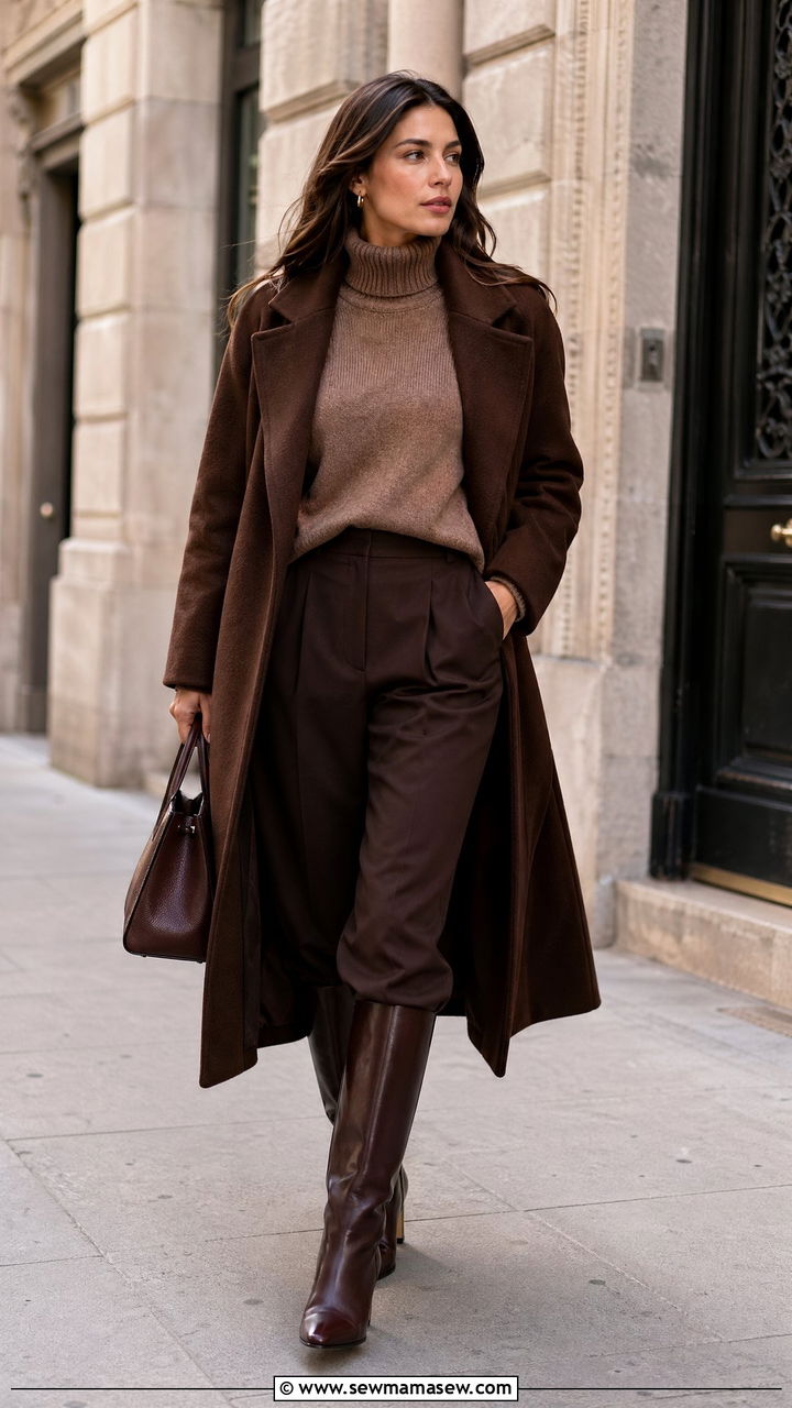 Rich Brown Chocolate And Mocha Tonal Outfit - 35 Tonal outfit ideas