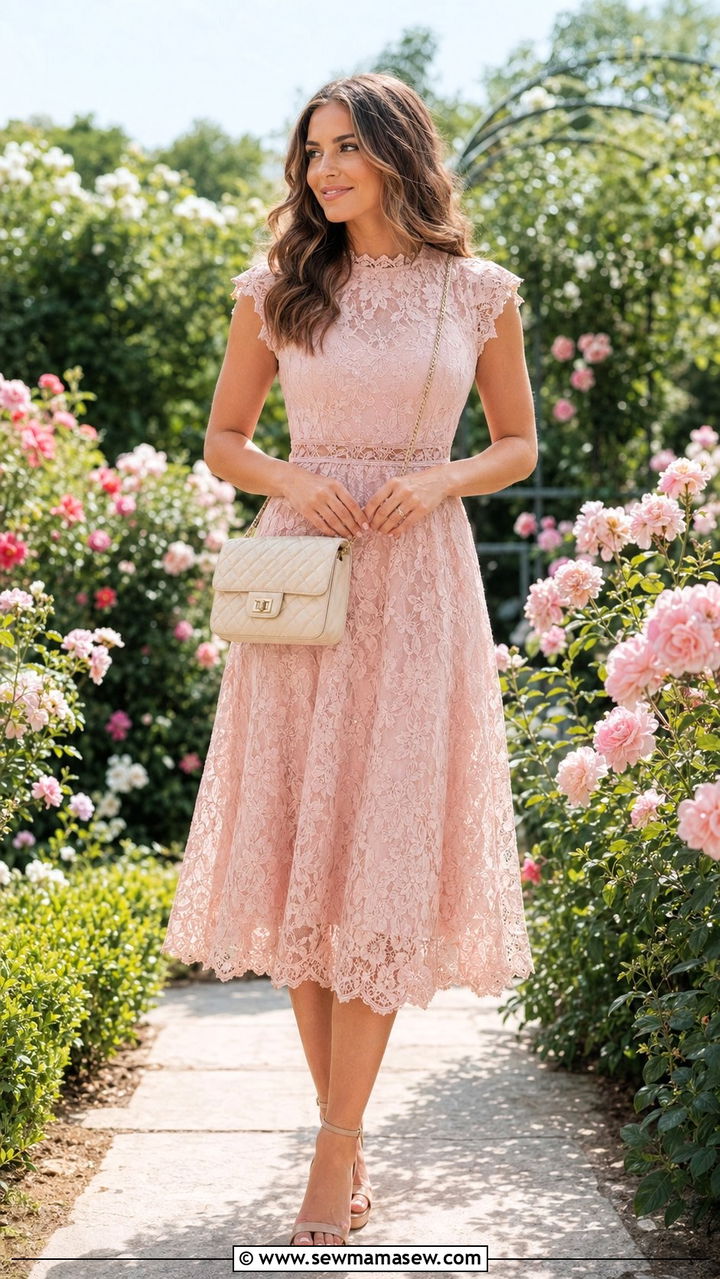 Romantic Lace Midi Dress Outfit - 35 romantic outfits ideas