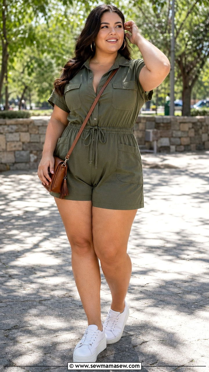Romper With Platform Sneakers - 35 Plus size outfit ideas size 24 summer