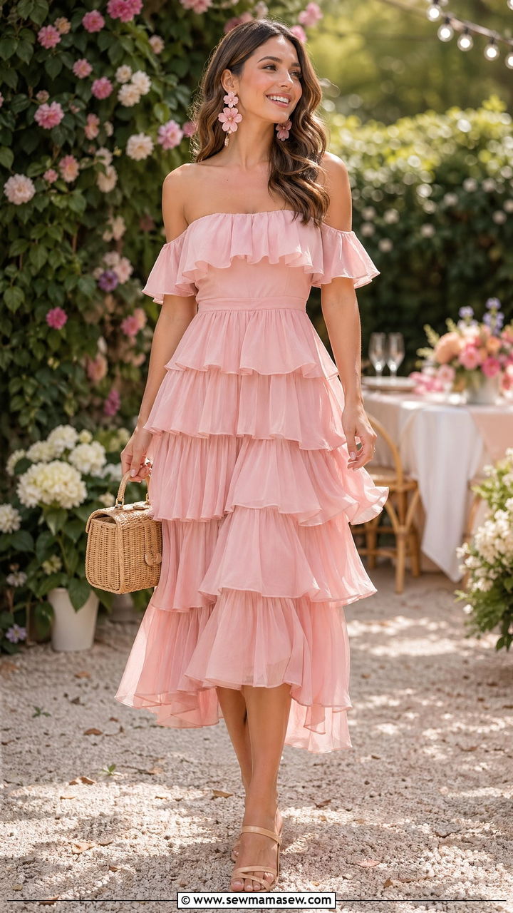 Ruffle Midi Dress Summer Romantic Outfit - 35 summer romantic outfits