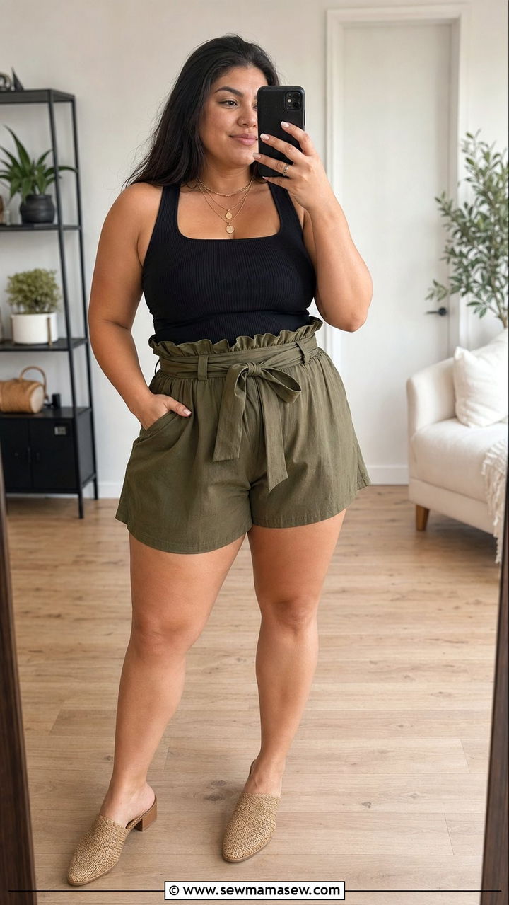 Ruffled High Waisted Shorts Plus Size - 35 Plus size outfit ideas size 22 summer