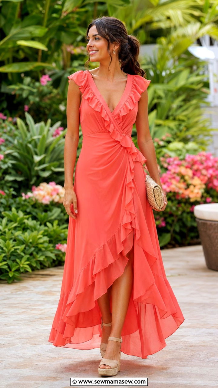 Ruffled Maxi Dress Wedding Guest Outfit - 30 wedding guest outfits Pinterest