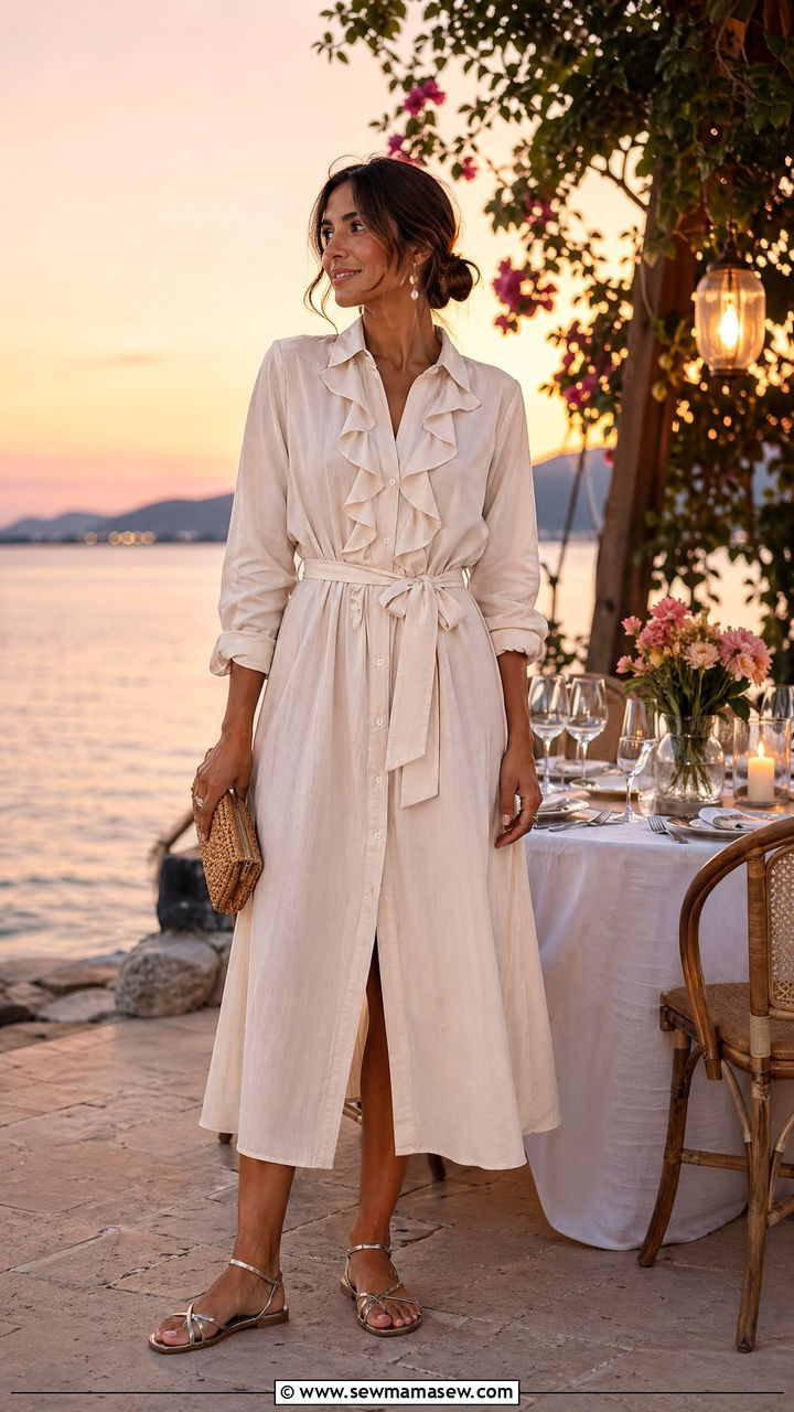 Ruffled Shirt Dress Summer Outfit - 35 Summer outfits with shirt dresses