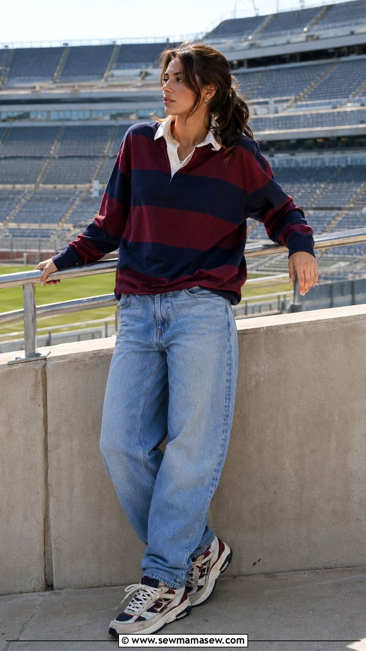 Rugby Shirt And Boyfriend Jeans Outfit - 35 school outfits for women