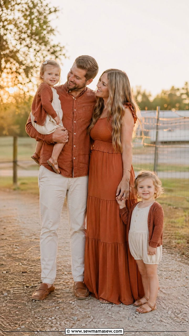 Rust and Cream Summer Family Photo Outfits - 35 Summer family photo outfits