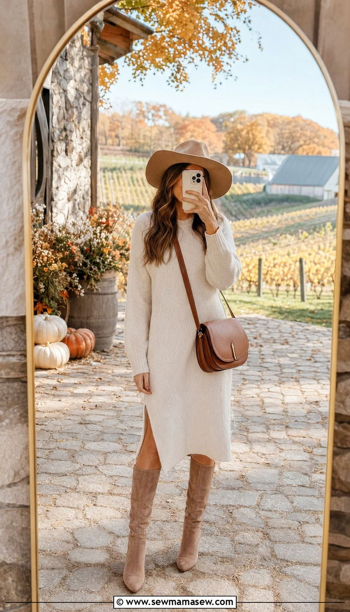 Rustic Fall Wedding Guest Sweater Dress Outfit - 35 Rustic wedding guest outfits