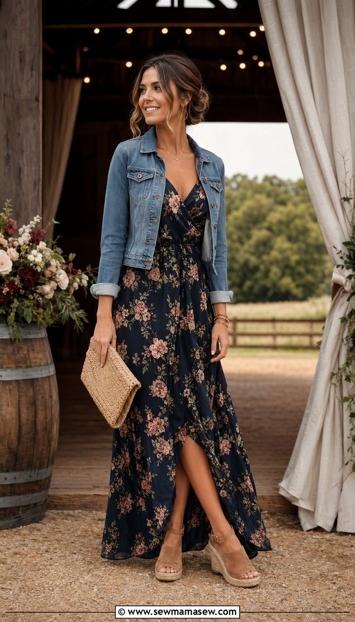 Rustic Wedding Guest Floral Maxi Dress Outfit - 35 Rustic wedding guest outfits