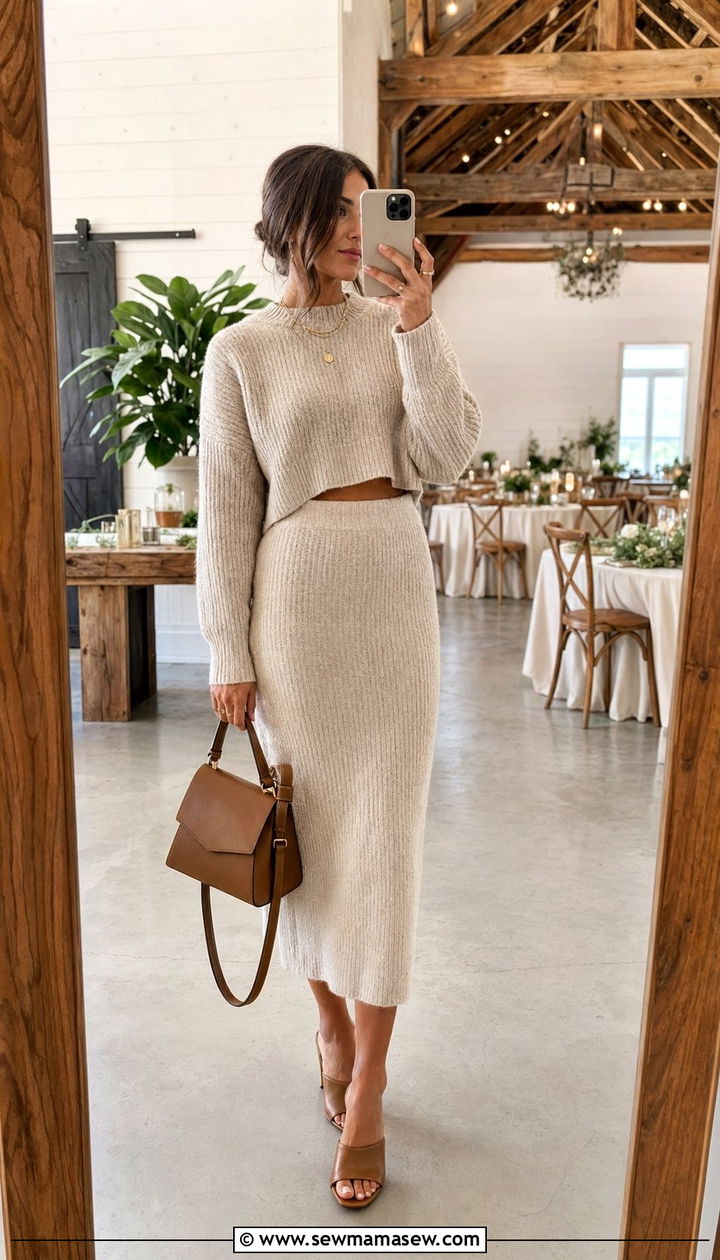 Rustic Wedding Guest Knit Co Ord Set Outfit - 35 Rustic wedding guest outfits