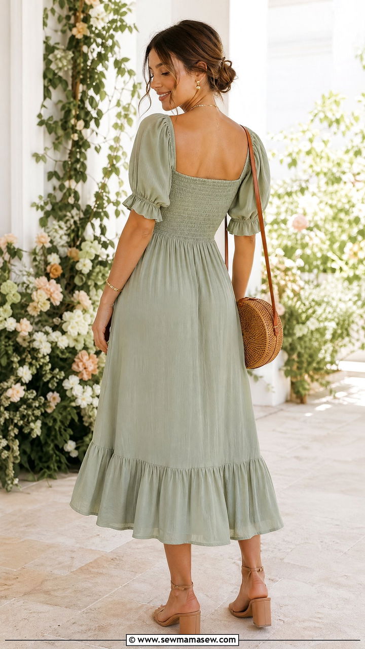 Sage Green Cottagecore Wedding Guest Dress - 35 Cottagecore wedding guest outfits