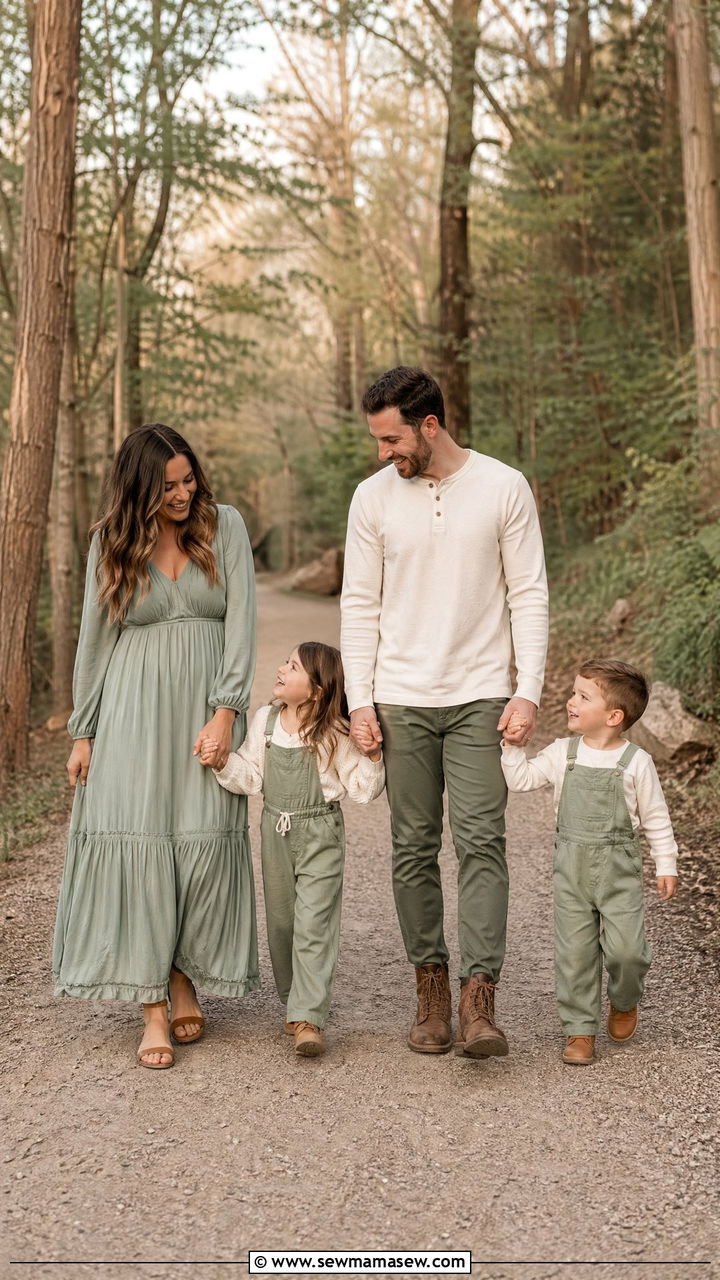 Sage Green Earthy Tone Family Outfits - 35 spring family photo outfit ideas