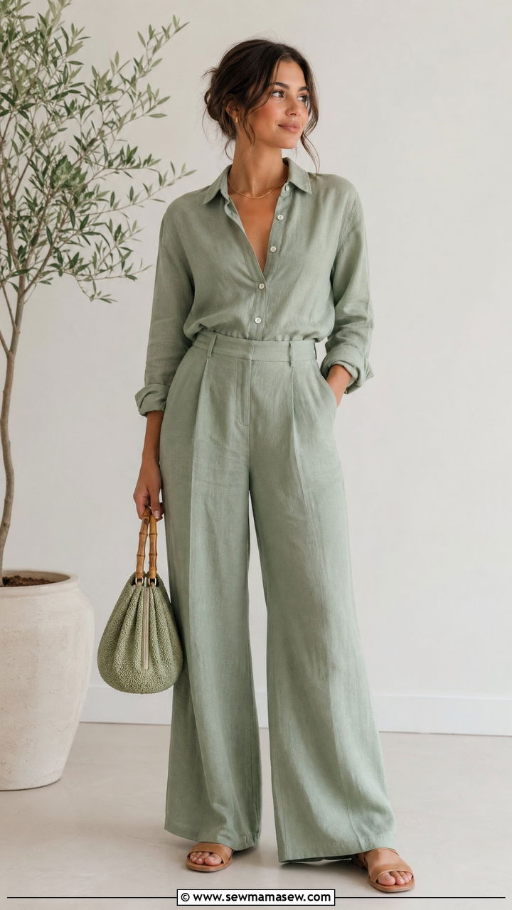 Sage Green Monochrome Look - 35 Classy spring outfits