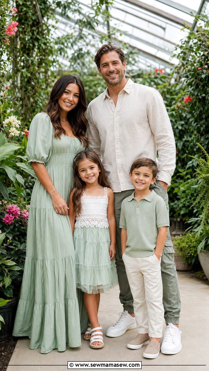 Sage Green and Cream Family Photo Coordinated Look - 30 What to wear for spring family photos