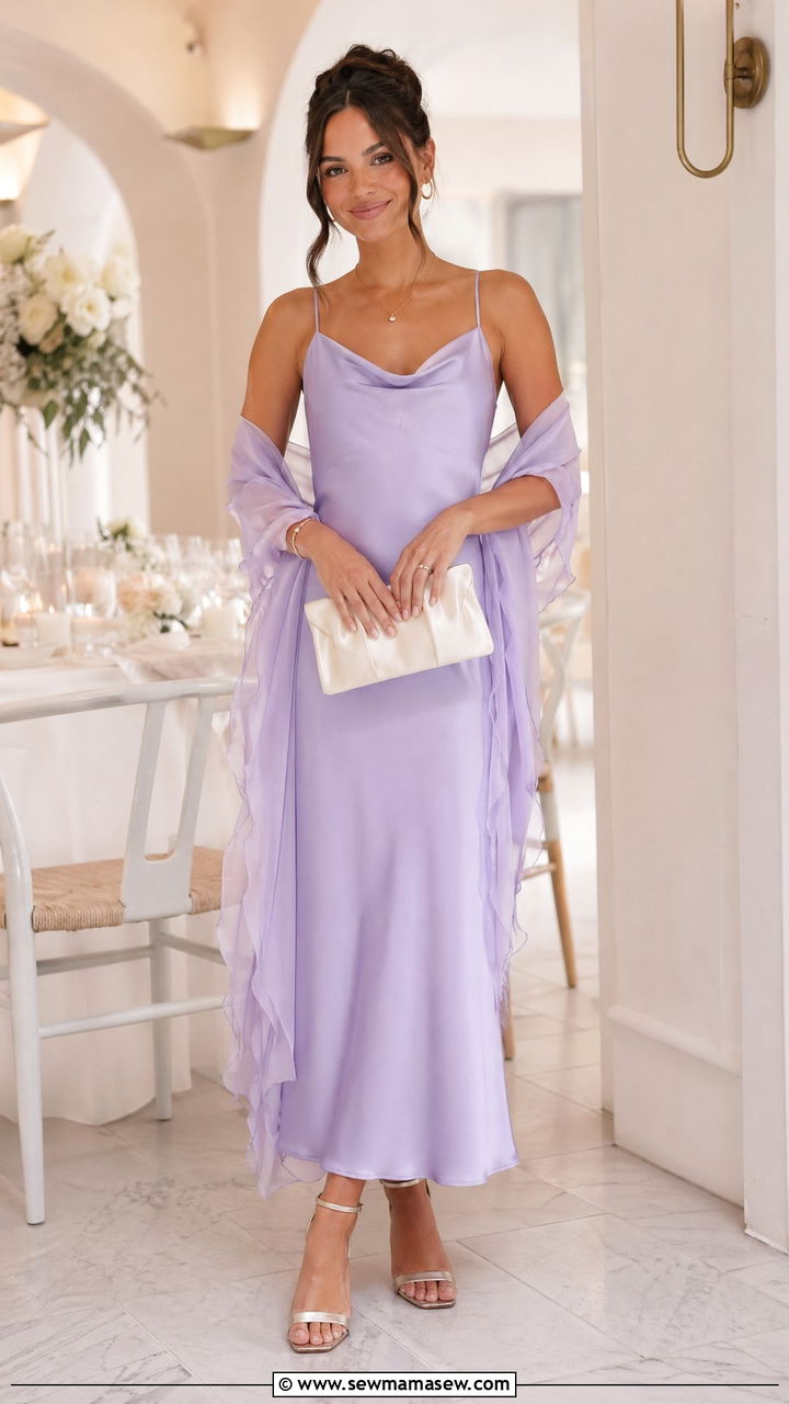 Satin slip dress with sheer overlay for bridal shower - 35 summer bridal shower outfit ideas