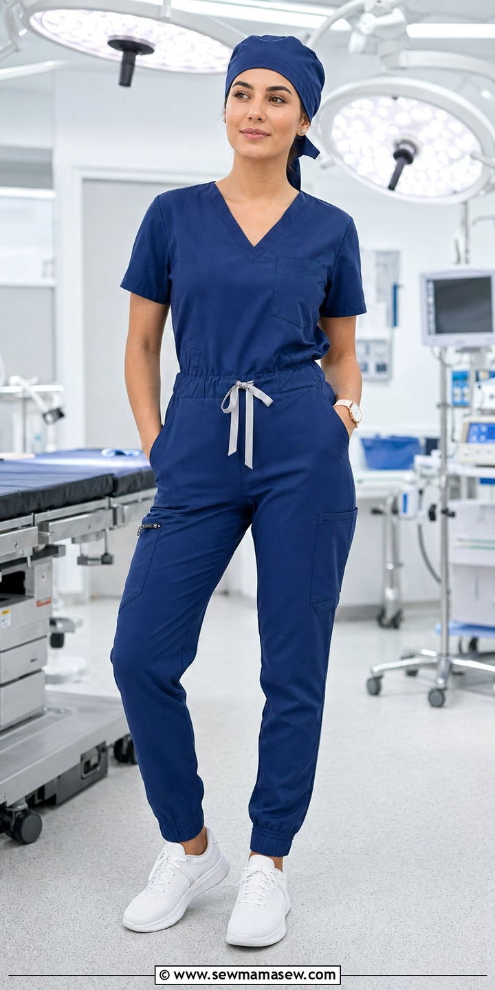 Scrub Jumpsuit with Sneakers - 35 Scrubs outfit ideas