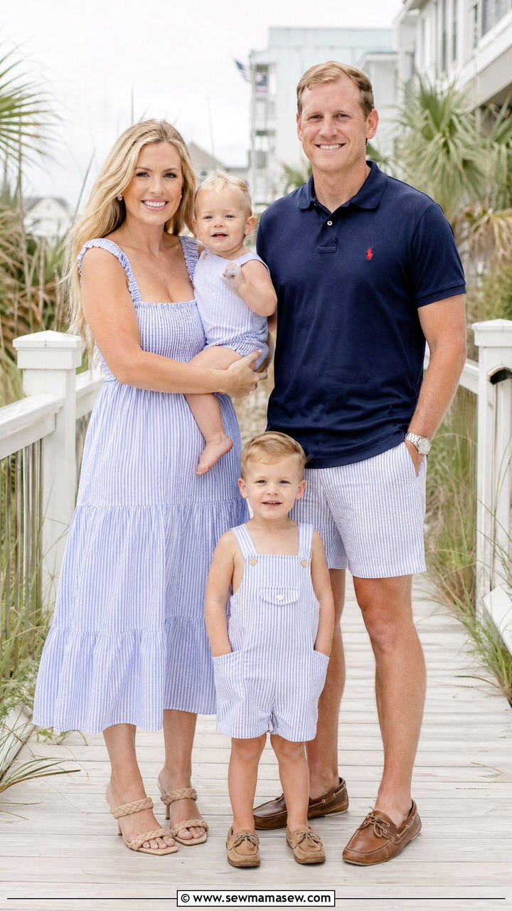 Seersucker Stripe Summer Family Photo Outfits - 35 Summer family photo outfits