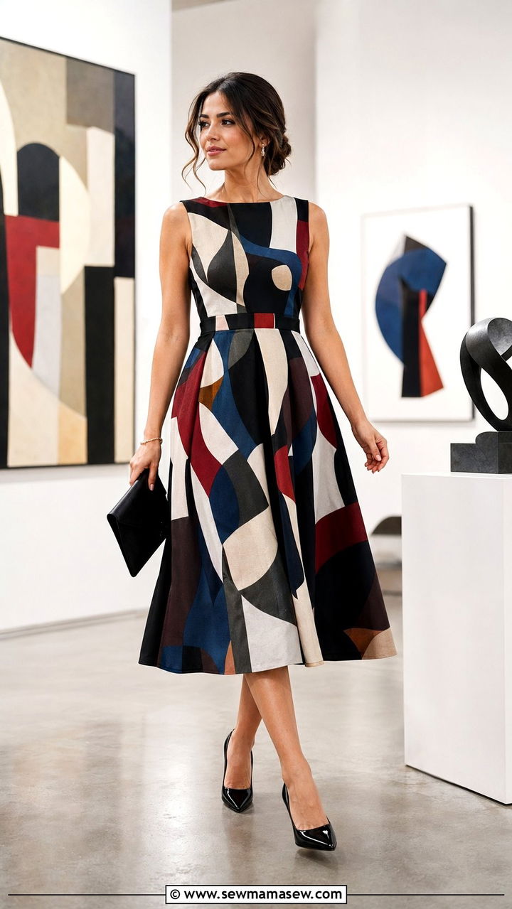 Semi Formal Wedding Guest Bold Print Dress - 35 Semi formal wedding guest outfit ideas