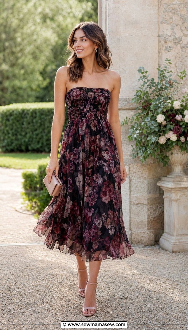 Semi Formal Wedding Guest Floral Print Dress - 35 Semi formal wedding guest outfit ideas