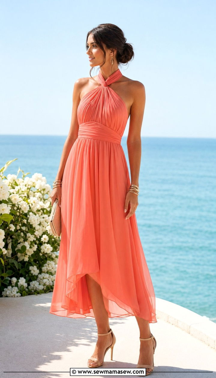 Semi Formal Wedding Guest Halter Neck Dress - 35 Semi formal wedding guest outfit ideas