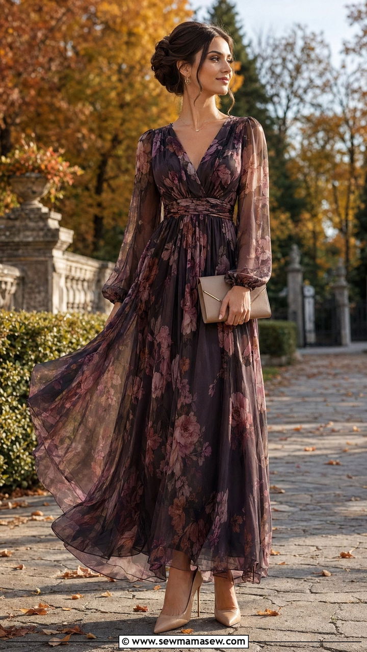 Semi Formal Wedding Guest Long Sleeve Dress - 35 Semi formal wedding guest outfit ideas