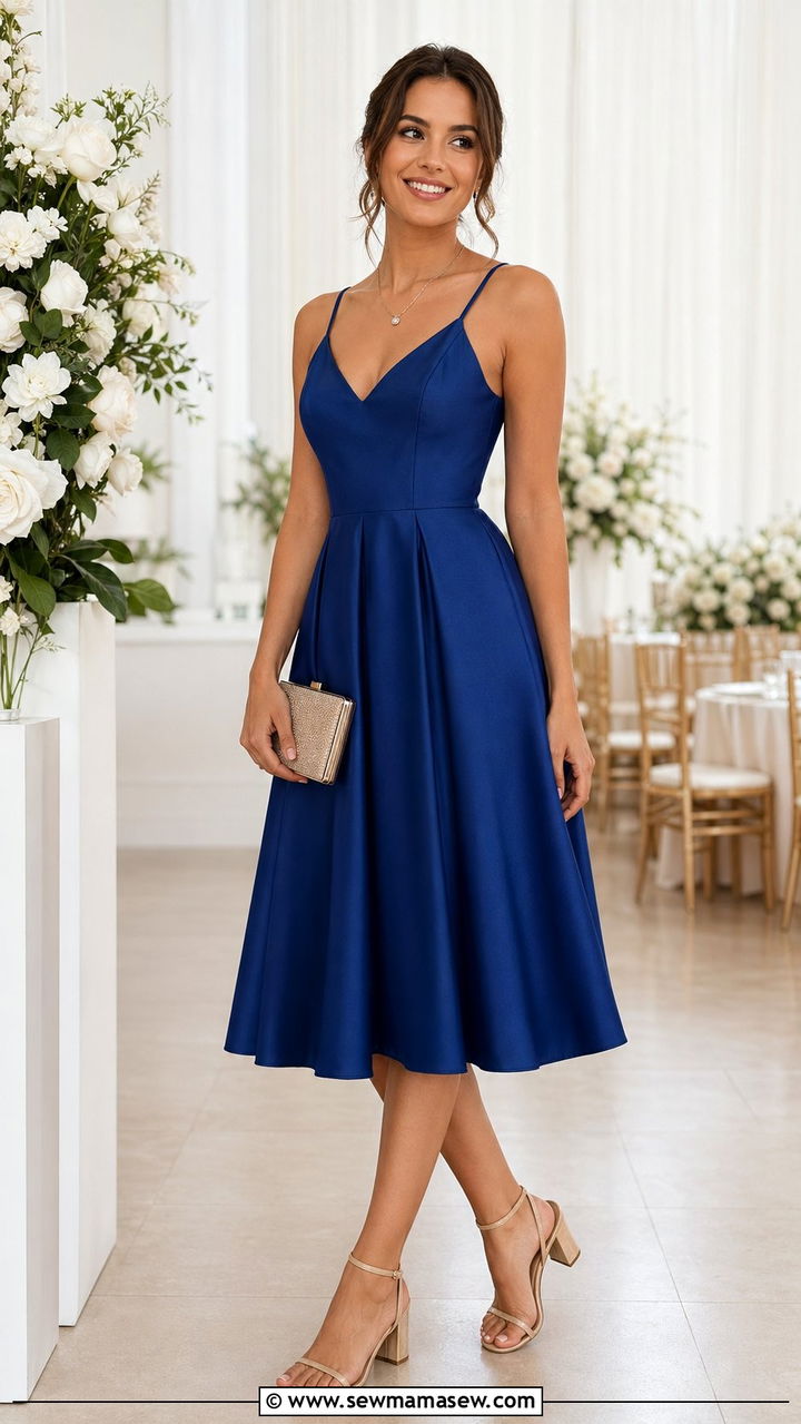 Semi Formal Wedding Guest Midi Dress with Heels - 35 Semi formal wedding guest outfit ideas