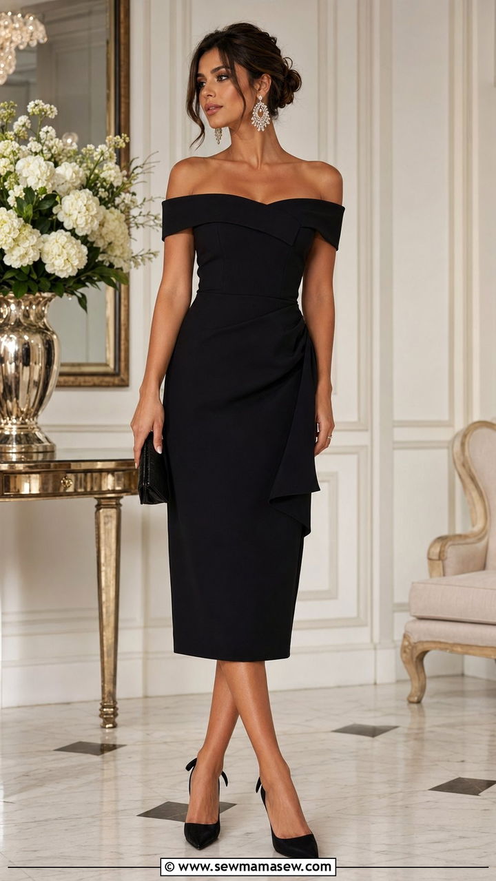 Semi Formal Wedding Guest Off Shoulder Dress - 35 Semi formal wedding guest outfit ideas