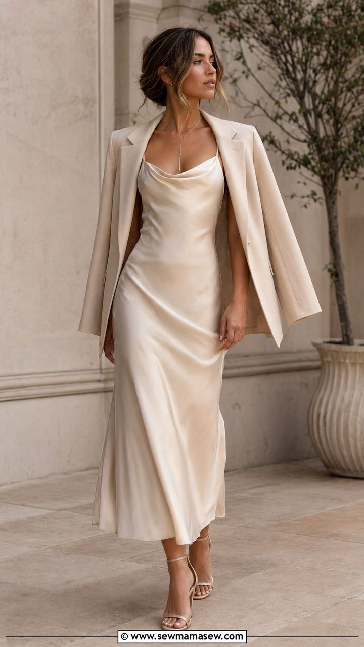 Semi Formal Wedding Guest Slip Dress Look - 35 Semi formal wedding guest outfit ideas