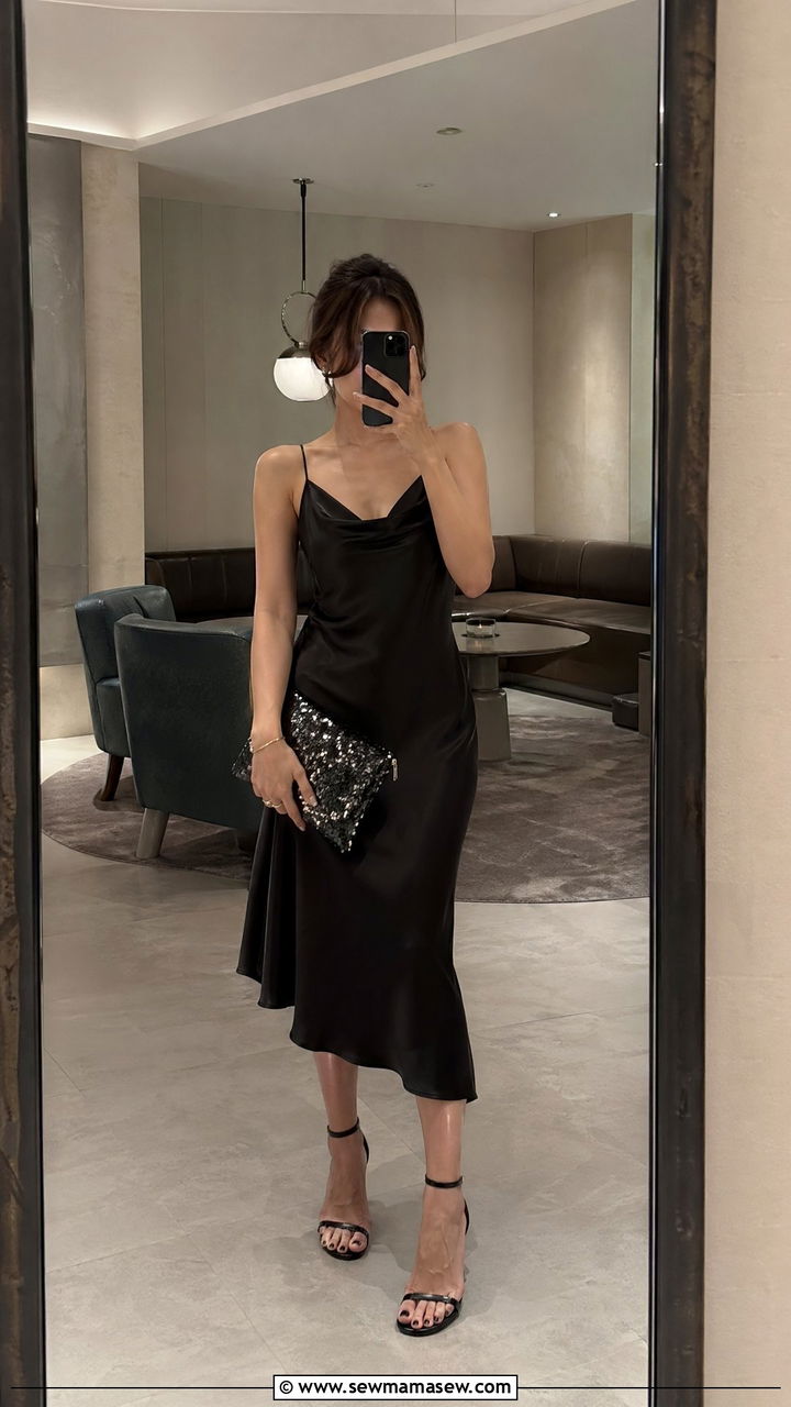 Sequin Clutch Bag With Slip Dress - 35 Clutch bag outfit ideas