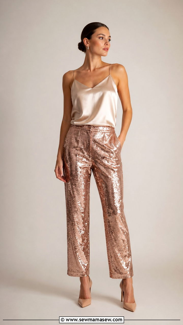 Sequin Pants With Silk Cami And Heels Smash Cake Outfit - 30 Smash the cake outfit ideas