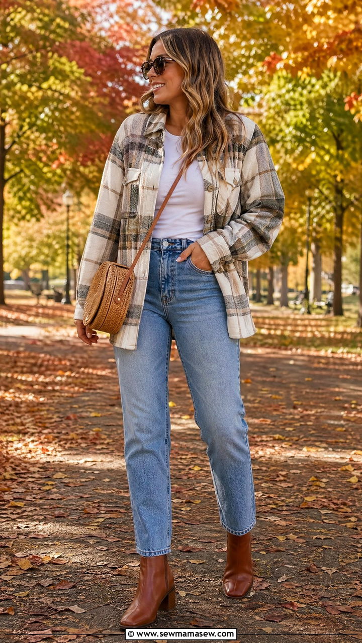 Shacket with High Waisted Jeans and Ankle Boots - 35 classy cute outfits