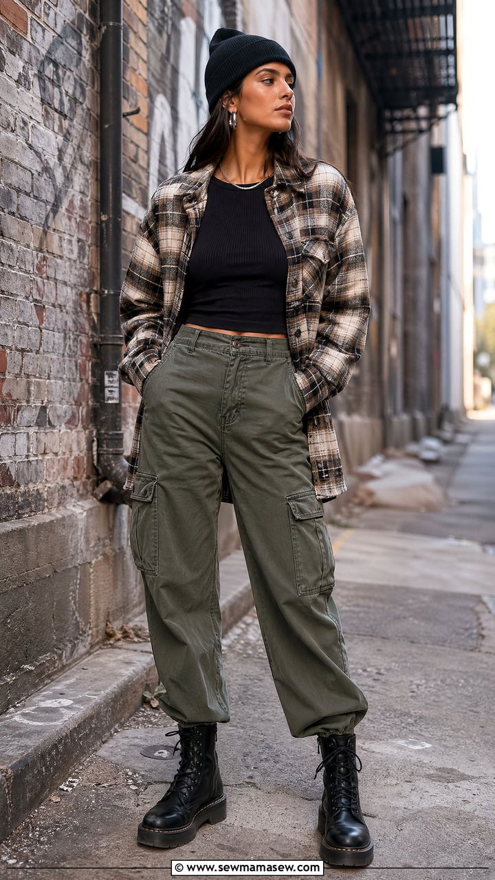 Shacket with a Tank Top and Cargo Pants - 35 simple outfit ideas for women