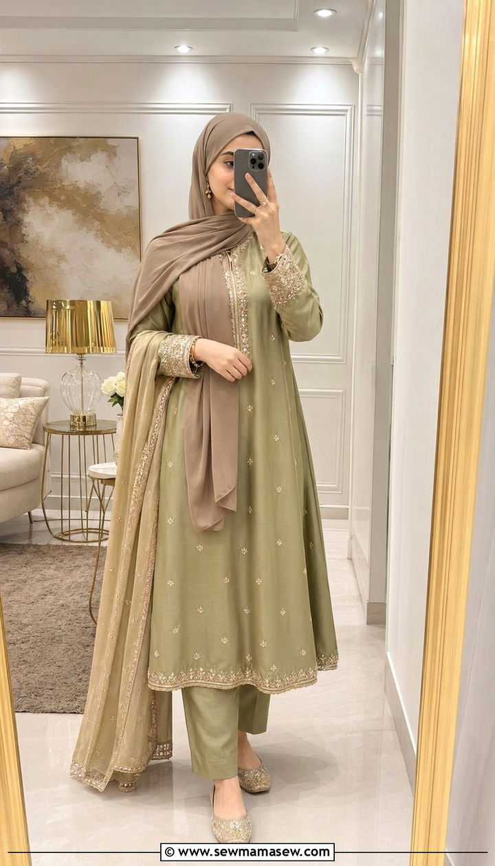 Shalwar Kameez With Lightweight Hijab - 30 wedding guest outfits for hijab women