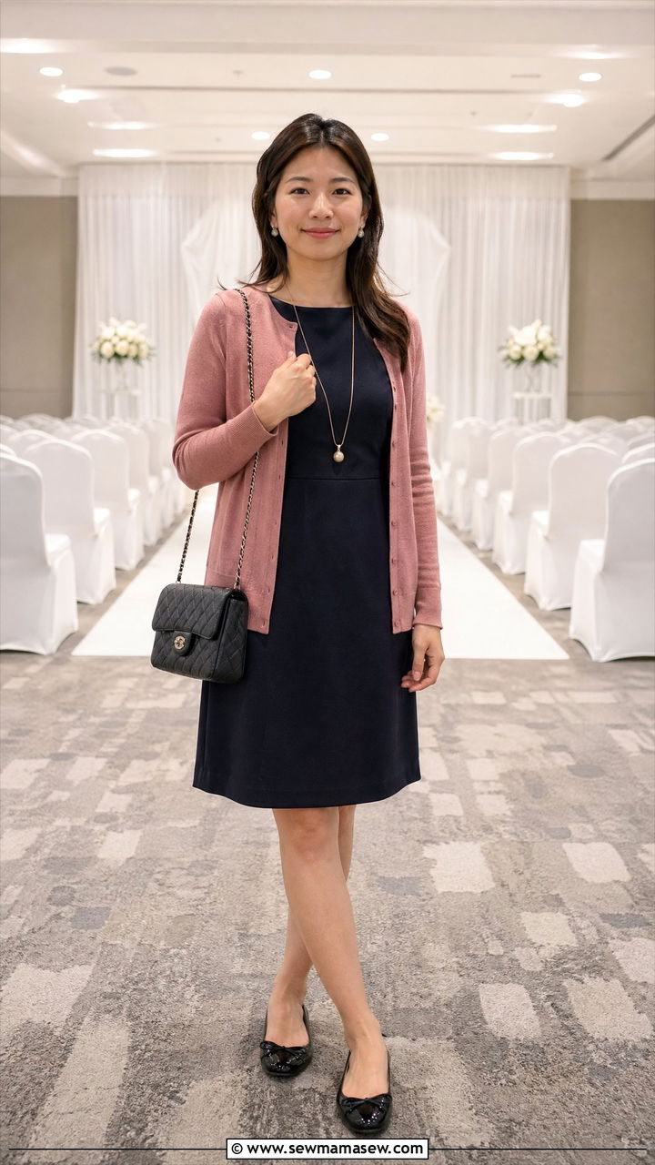 Sheath Dress With a Cardigan and Ballet Flats - 35 classy graduation outfits