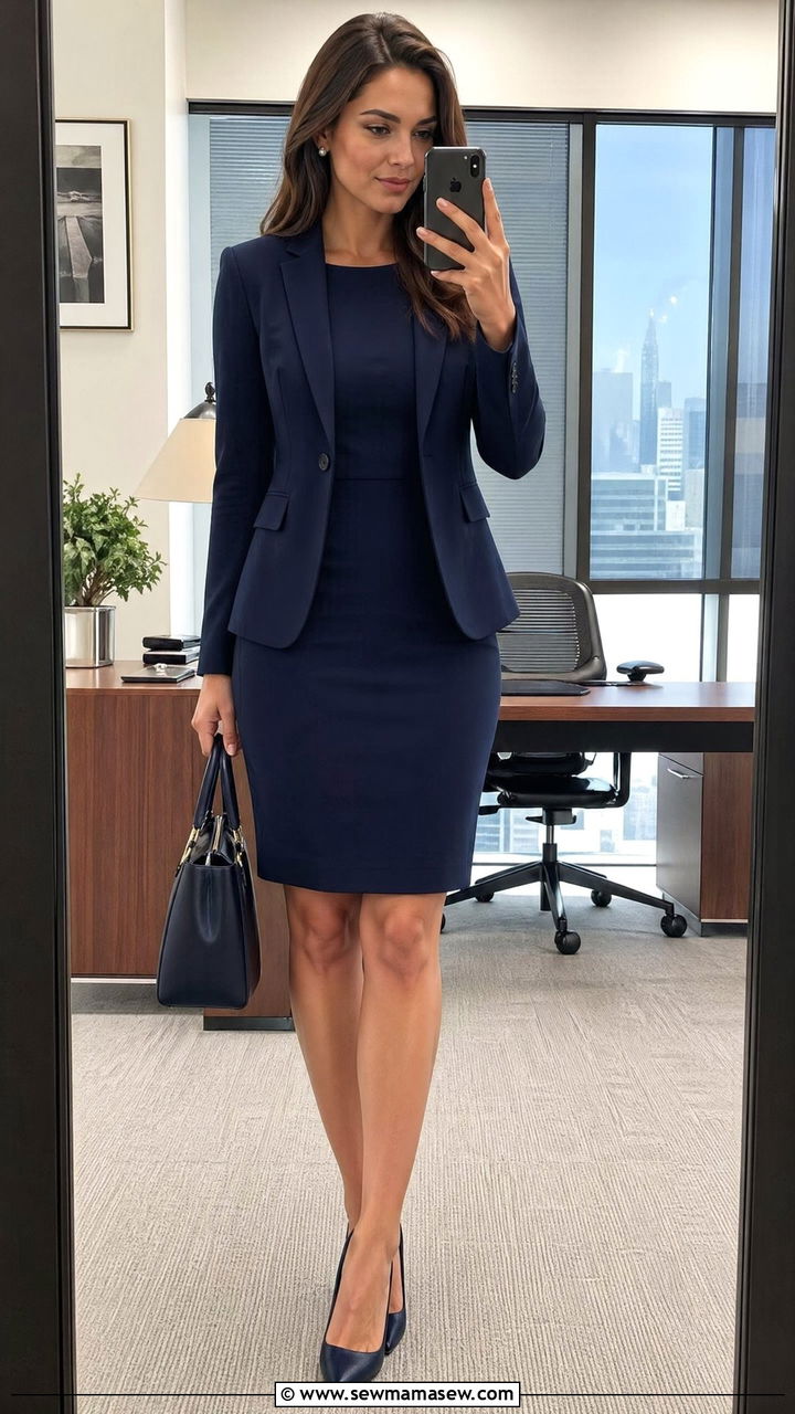 Sheath Dress with Blazer - 35 Work outfits for women over 40