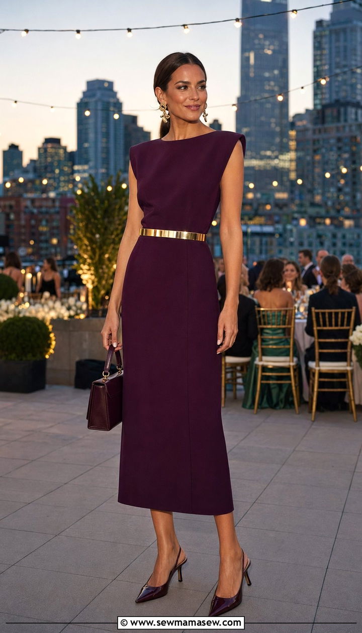 Sheath Dress with Statement Belt for Rectangle Wedding Guest - 30 wedding guest outfits for rectangle body shape