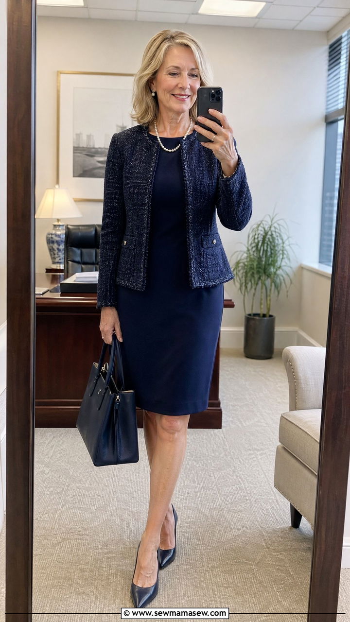 Sheath dress with a tailored jacket - 35 Work outfits for women over 50