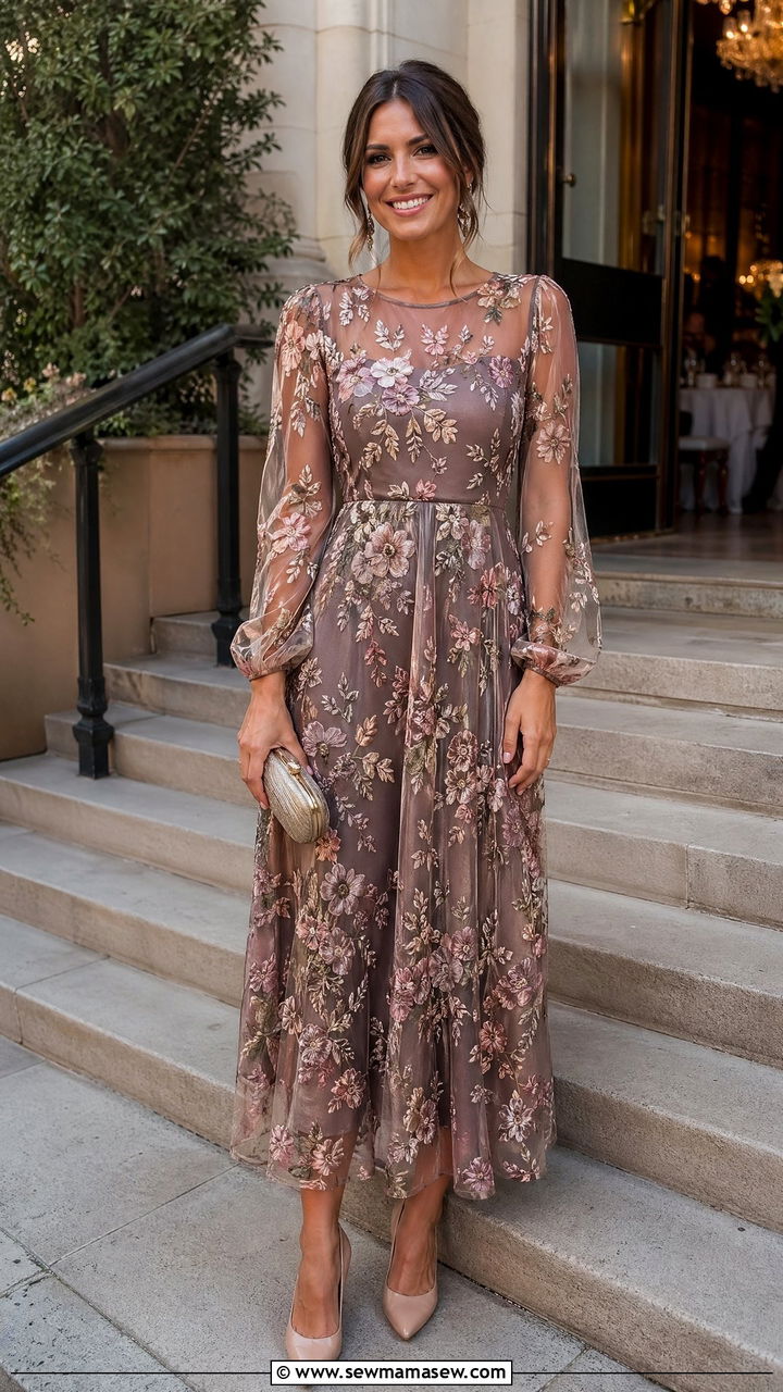 Sheer panel dress for wedding guest - 35 Wedding guest dress ideas