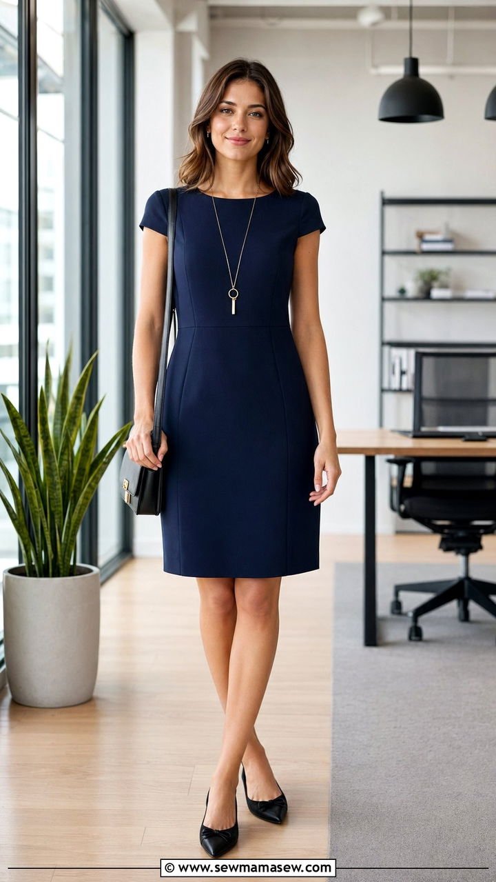 Shift Dress with Pointed Flats - 30 work outfits ideas
