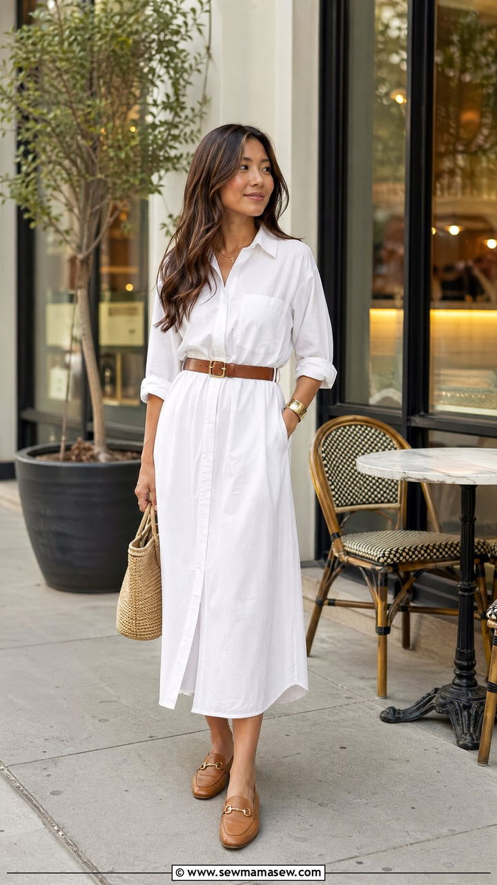 Shirt Dress With Waist Belt - 35 spring office casual outfit ideas