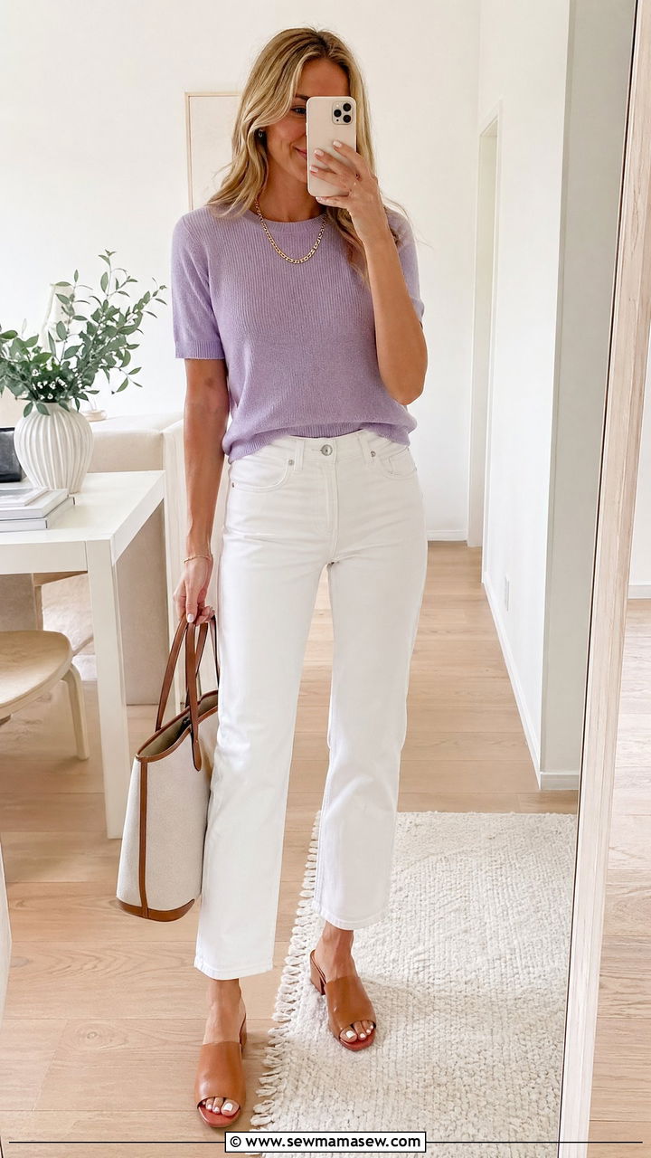 Short sleeve sweater with white jeans summer - 35 Summer outfits with sweaters