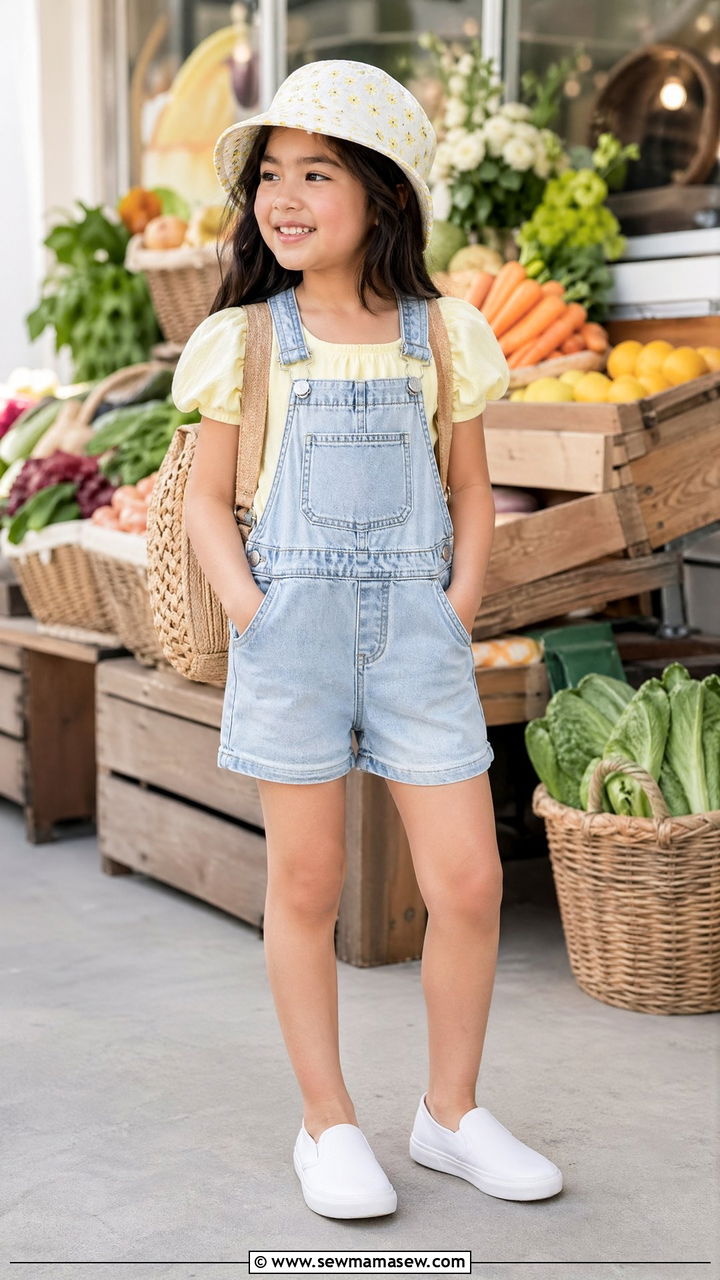 Shortalls with puff sleeve top - 35 Spring outfits for little girls