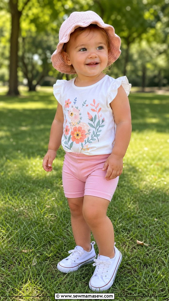 Shorts and Tee Summer Outfit - 30 Baby girl outfit ideas