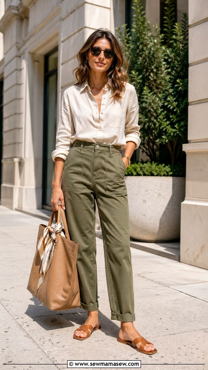 Silk Scarf Wrapped Around A Tote Bag Handle - 30 Silk scarf outfit ideas