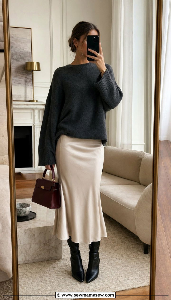 Silk bias skirt outfit - 35 Quiet luxury outfits 2026