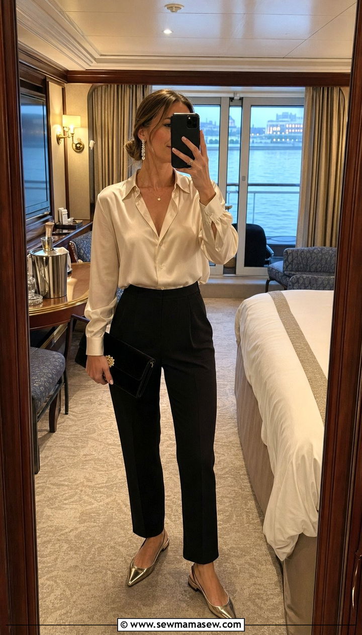 Silk blouse and trousers river cruise - 35 River cruise outfit ideas