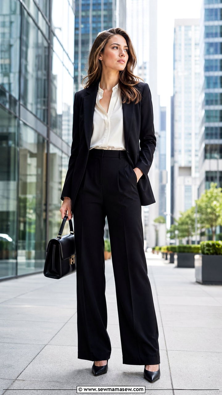 Silk blouse with wide leg trousers for work - 35 wide leg pants outfits